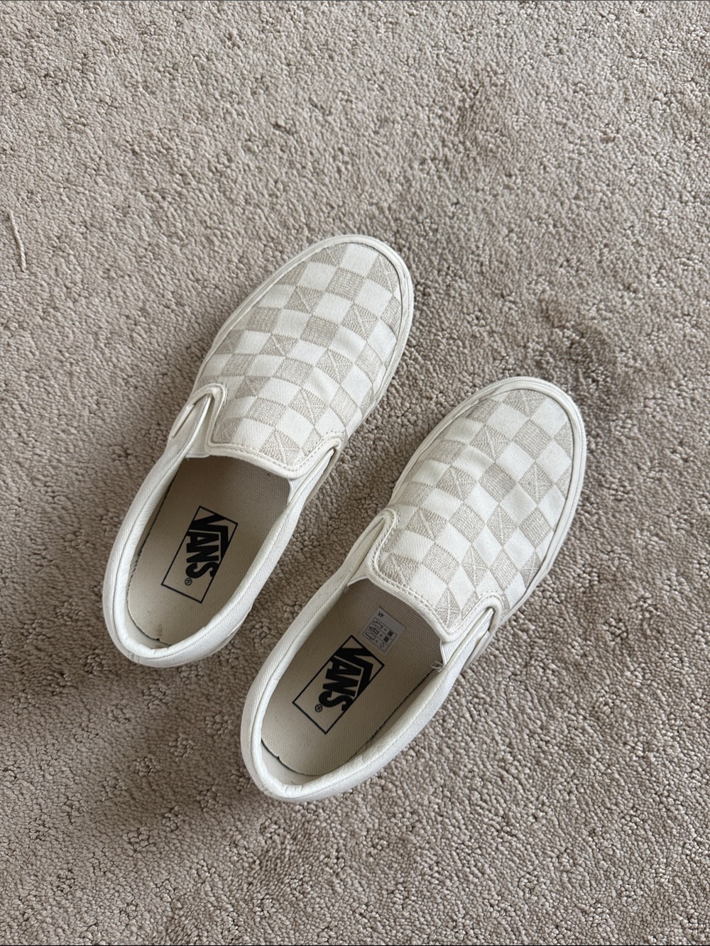 Vans Slip-On Checkerboard Sneakers - Cream/Off-White - Picture 1 of 2